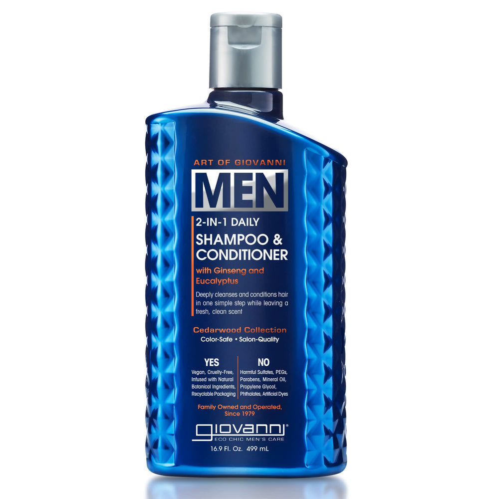 Giovanni Men’s 2-in-1 Cedarwood bottle for daily cleansing and conditioning.