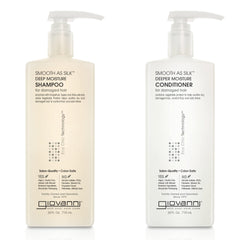 Giovanni Smooth as Silk shampoo bottle showing color-safe, sulfate-free moisture.