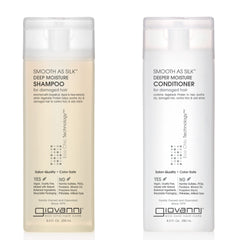GIOVANNI Smooth as Silk Deeper Moisture Shampoo bottle, frizz control.