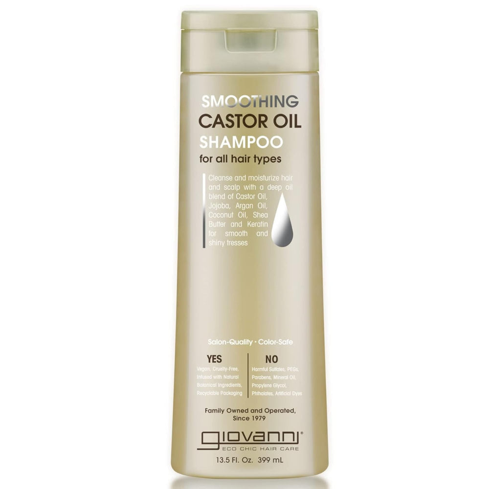 GIOVANNI Smoothing Castor Oil Shampoo bottle ready for daily use.