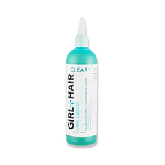 GIRL+HAIR G+H CLEAR Apple Cider Vinegar Rinse bottle on shelf for scalp refresh.