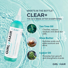 GIRL+HAIR G+H CLEAR ACV Rinse scalp-refresh removes buildup and supports scalp health.