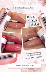 Shade swatches for Rosie, Tulip, Glossiest, Camelia showing customizable lip glow options.