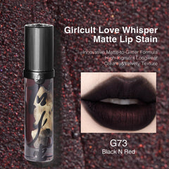 GIRLCULT lip stain swatches reveal sparkle depth and matte texture.
