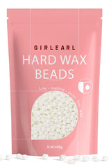 GIRLEARLE 1lb white hard wax beads packaging closeup highlighting unscented formula for sensitive skin.