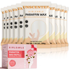 GIRLEARLE paraffin wax refills, 10-pack unscented, ideal for hands and feet hydration