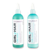 GIRL+HAIR shampoo bottle with tea tree lather for refreshed scalp.