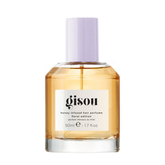Gisou Honey Infused Hair Perfume bottle front with shine and fragrance.