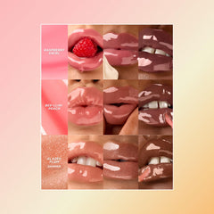 Gisou Honey Infused Lip Oil Bee-llini Peach bottle offers nourishing moisture and soft tint.