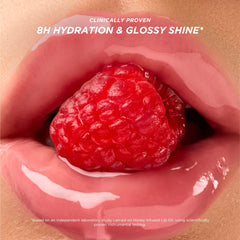 Gisou Raspberry Swirl lip oil adds a glossy finish.