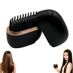 Glam Brushs mini hair straightener with heat-shell for safe handling.