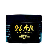 G.L.A.M. Bubblin Brown Sugar jar closeup showing whipped texture for gentle exfoliation
