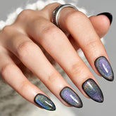 Glamermaid Black Blue Magnet Cat Eyes nails show bold cat-eye effect with lasting wear