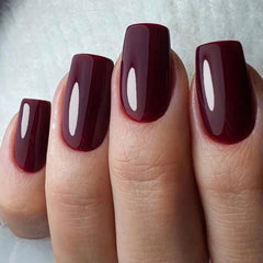 GLAMERMAID dark red jelly gel nails with glossy finish for at-home glam.