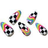 Glamermaid Rainbow Press-On Nails in medium almond shape for rapid salon-style manicures at home