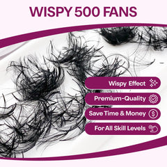 GlamGaze 500 soft fluffy premade fans bundle for quick, dramatic lash sets