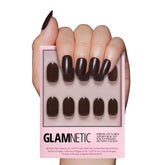 Glamnetic Bark Brown opaque nails closeup with a durable salon finish