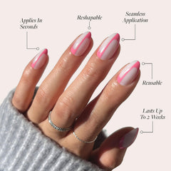 Close-up of almond-shaped tips with milky base on Glamnetic Better Half