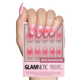 Glamnetic Blushing Aura ombre center nails with a glossy pink finish for everyday chic.