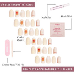 Glamnetic Gingerbread Knit nails in storage box for organization