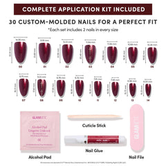 Glamnetic included nail glue and tools for precise shaping and secure adhesion