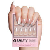Glamnetic Polar Night short almond nails with ombré tips for salon style wear