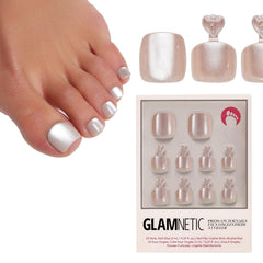 Glamnetic Pure Intentions toe nails in glossy nude-ombre close-up for easy at-home glam