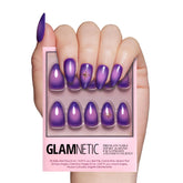 Glamnetic Tarot nails in almond purple ombre for a sleek, long-lasting look.