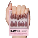 Glamnetic Terra almond brown nails with glossy tips for quick home manicure