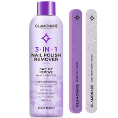 Glamonade acetone nail polish remover bottle for fast gel polish removal at home.