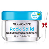 Glamonade Hard Nail Strengthening Cream bottle boosts home nail care.