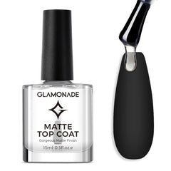 Glamonade Matte Top Coat bottle shows quick-dry clarity for easy application.