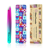GlamTweeler Expert Slant Tip Tweezers closeup for precise removal of fine hairs.