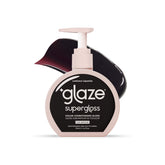 Glaze Supergloss licorice bottle with pump for easy, even application.