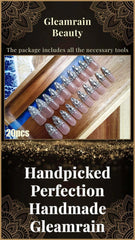 Gleamrain crystal-encrusted nail detail adds sparkle for special occasions.