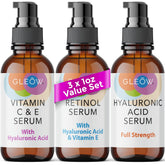 GLEOW retinol serum bottle close-up for smoother skin and nighttime routine.