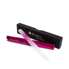 Closeup of tempered glass file delivering gentle, effective filing