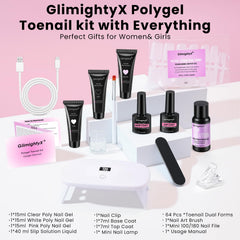 GlimightyX polygel color set for versatile toe designs.