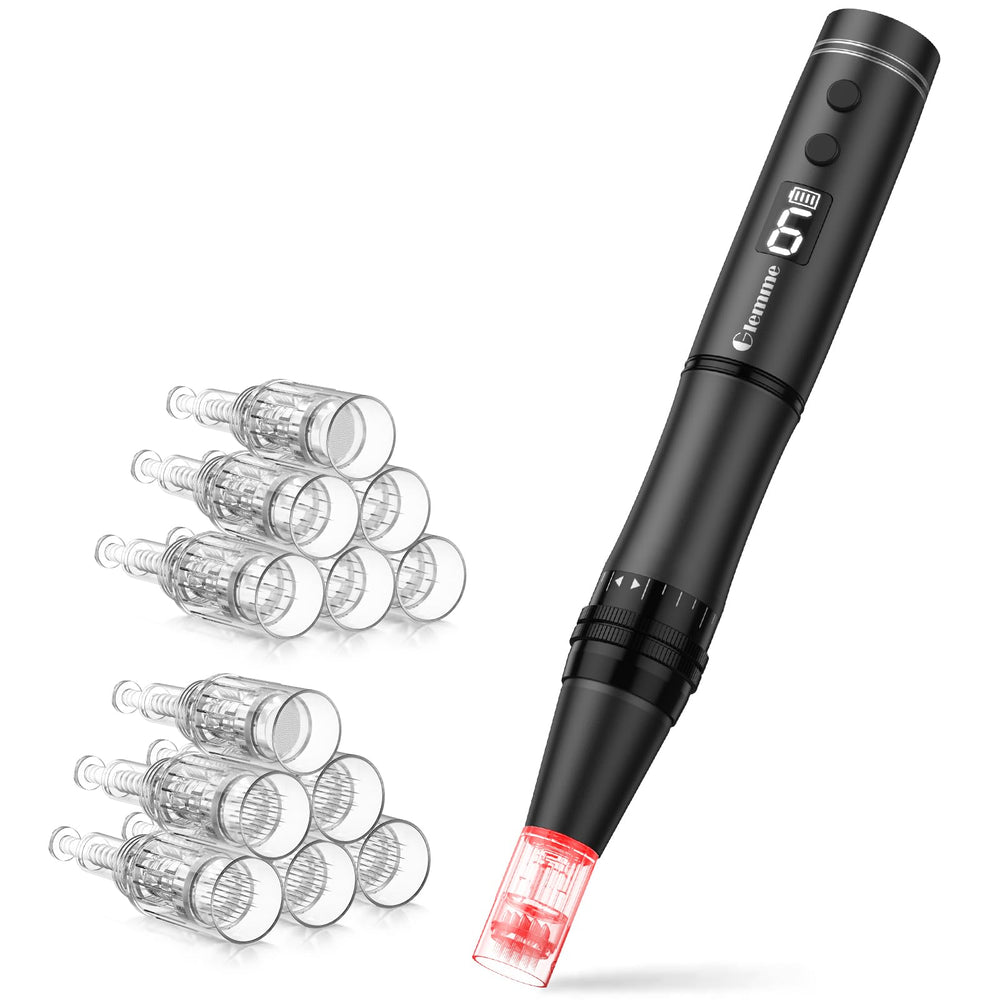 Glimme microneedling pen side view for safe at-home exfoliation