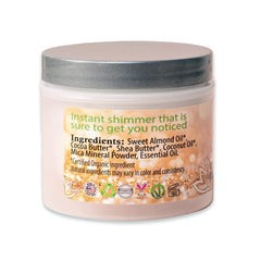 Glimmer Goddess golden shimmer on arm highlights subtle daily glow.