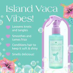 Glimmer Wish Mermaid Detangler label highlights vegan, clean formula