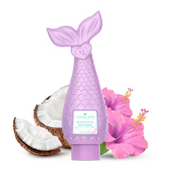Glimmer Wish Mermaid Kids Body Wash bottle front view with tropical scent cue for bath time