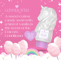 Glimmer Wish Unicorn Kids Conditioner texture swirl shows creamy hydration.