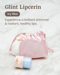 Glint Lipcerin Icy Blue swatch reveals radiant shine and moisture