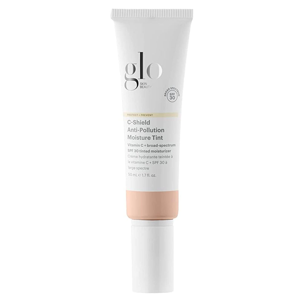 Glo Skin Beauty C-Shield Moisture Tint bottle shows lightweight, breathable coverage for daily wear.
