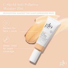 Glo Skin Beauty C-Shield shade swatches display natural, sheer coverage.