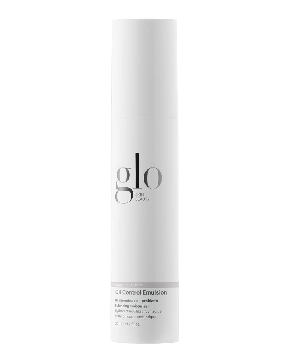 Glo Skin Beauty Oil Control Emulsion bottle pump reduces shine during daily use