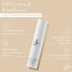 Glo Skin Beauty Oil Control Emulsion texture closeup shows lightweight hydration