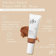 Glo Skin Beauty oil-free tinted primer on hand shows sheer coverage for everyday wear