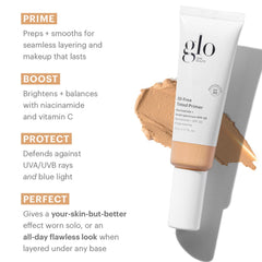 Glo Skin Beauty primer on skin demonstrates even tone and natural glow